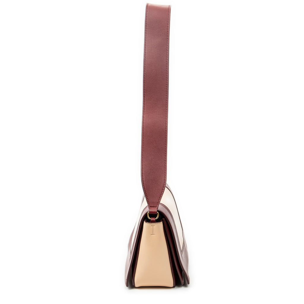 Shoulder Bag Medium Frame Crossbody Beige Calfskin Leather