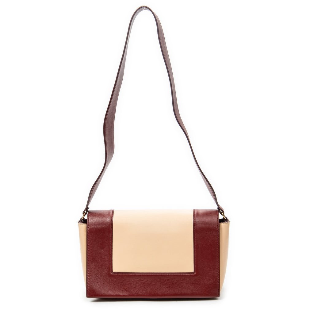 Shoulder Bag Medium Frame Crossbody Beige Calfskin Leather