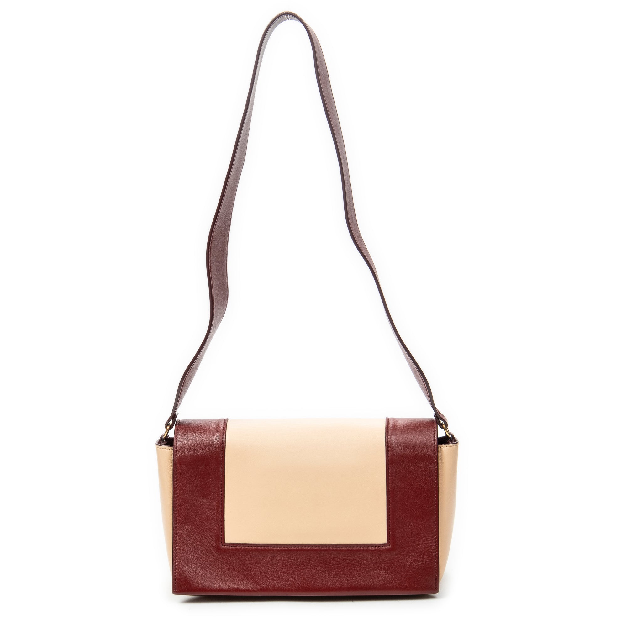 Shoulder Bag Medium Frame Crossbody Beige Calfskin Leather