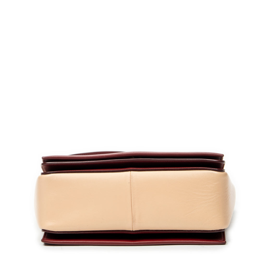 Shoulder Bag Medium Frame Crossbody Beige Calfskin Leather