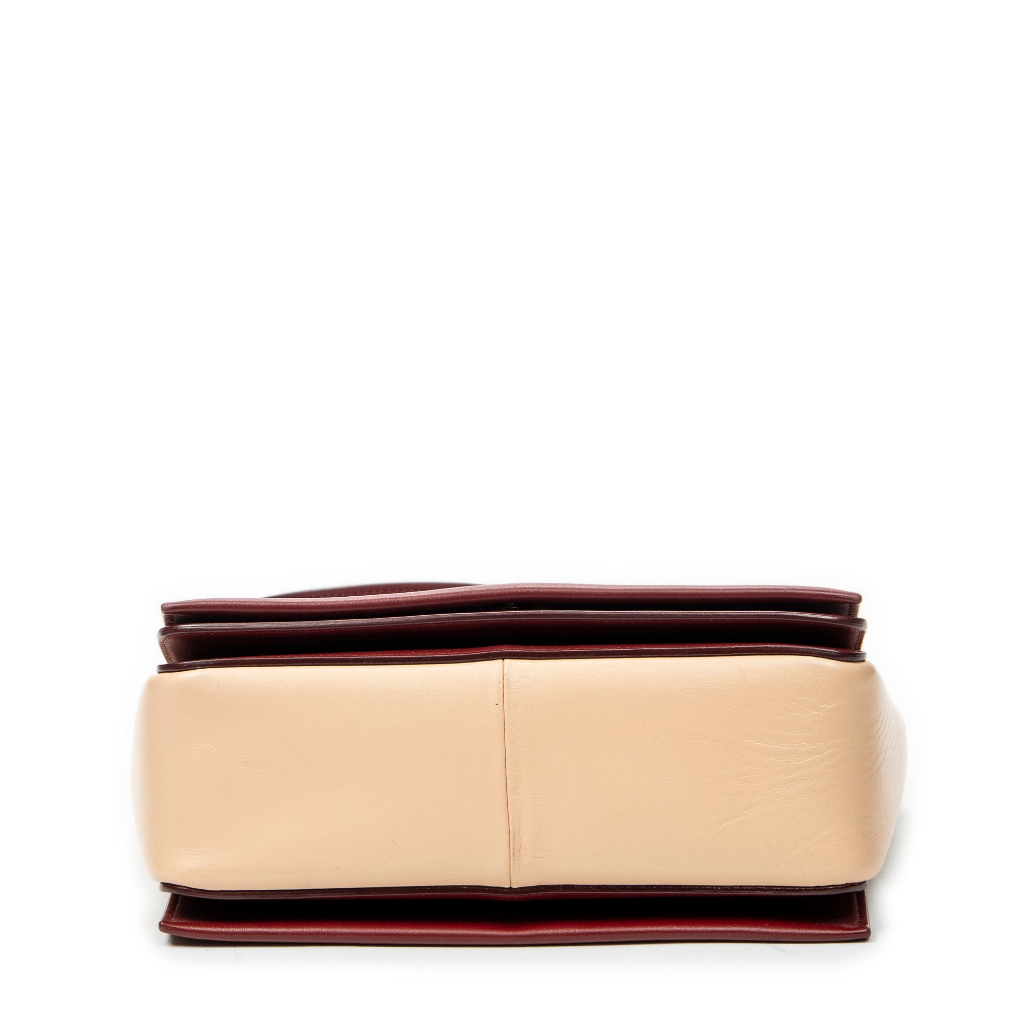 Shoulder Bag Medium Frame Crossbody Beige Calfskin Leather