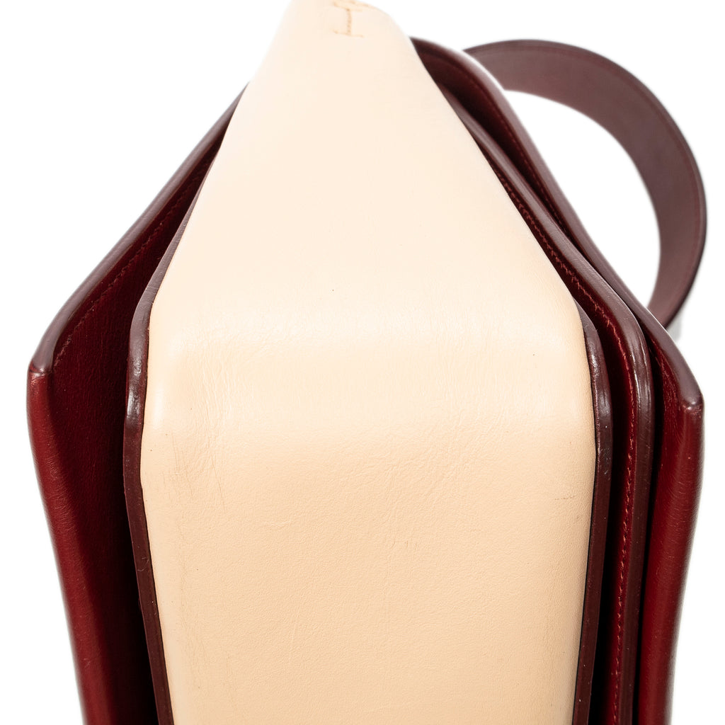 Shoulder Bag Medium Frame Crossbody Beige Calfskin Leather
