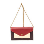 Shoulder Bag Envelope Wallet on Chain Burgundy Calfskin Leather