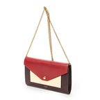 Shoulder Bag Envelope Wallet on Chain Burgundy Calfskin Leather