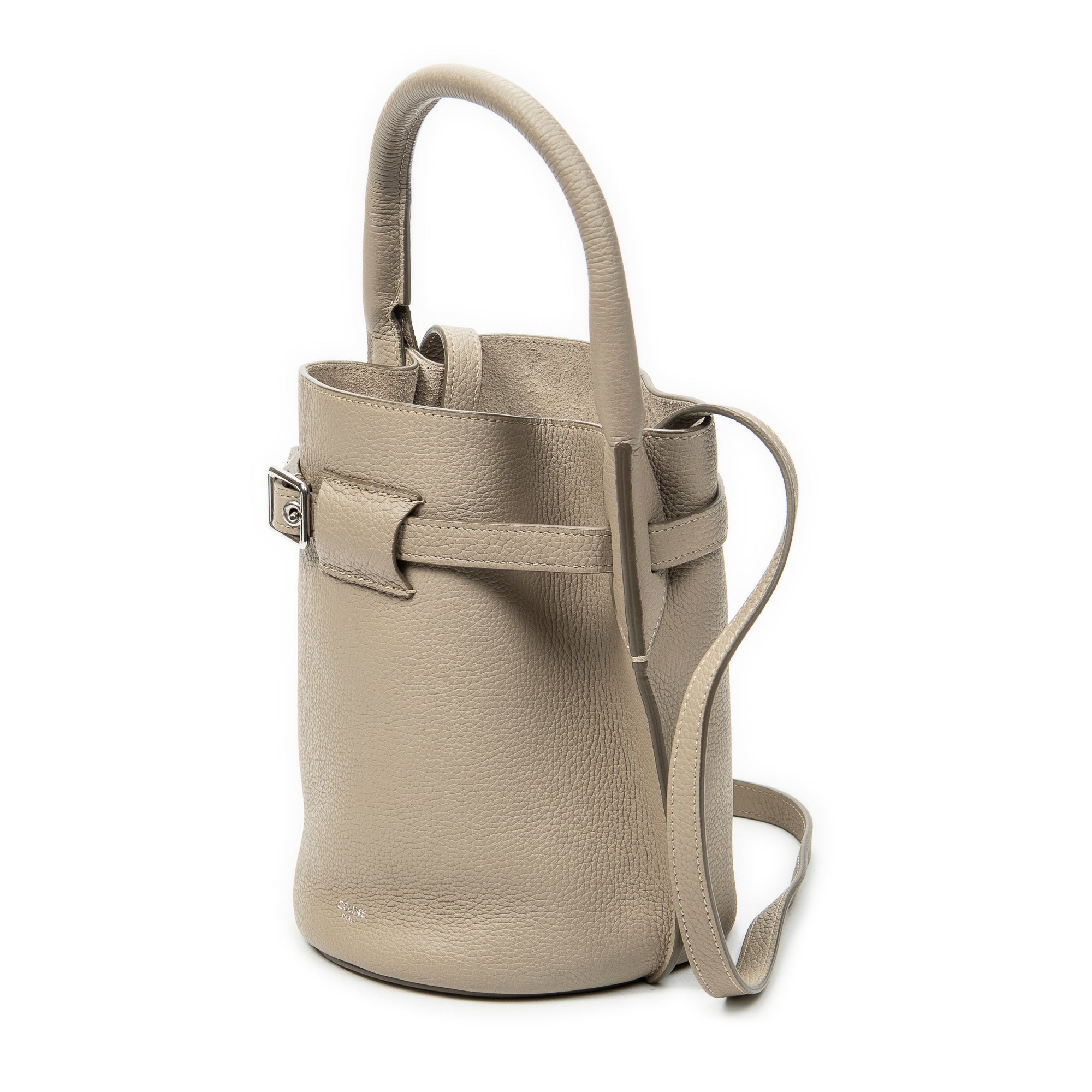 Shoulder Bag Nano Bucket Big Bag Greige Grained Calfskin Leather