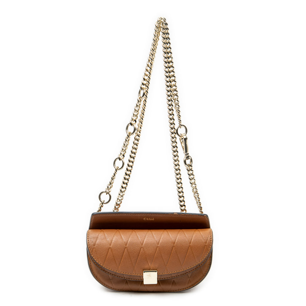 Shoulder Bag Georgia Convertible Belt Bag Brown Quilted Calfskin Leather