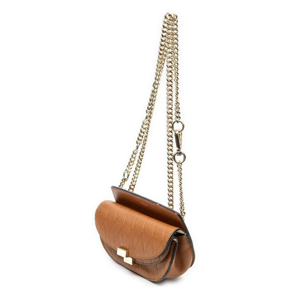 Shoulder Bag Georgia Convertible Belt Bag Brown Quilted Calfskin Leather