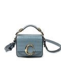 Shoulder Bag Mini C Crossbody Light Blue Croc Embossed Leather