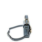Shoulder Bag Mini C Crossbody Light Blue Croc Embossed Leather