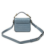 Shoulder Bag Mini C Crossbody Light Blue Croc Embossed Leather