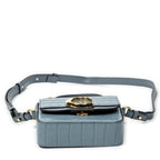 Shoulder Bag Mini C Crossbody Light Blue Croc Embossed Leather