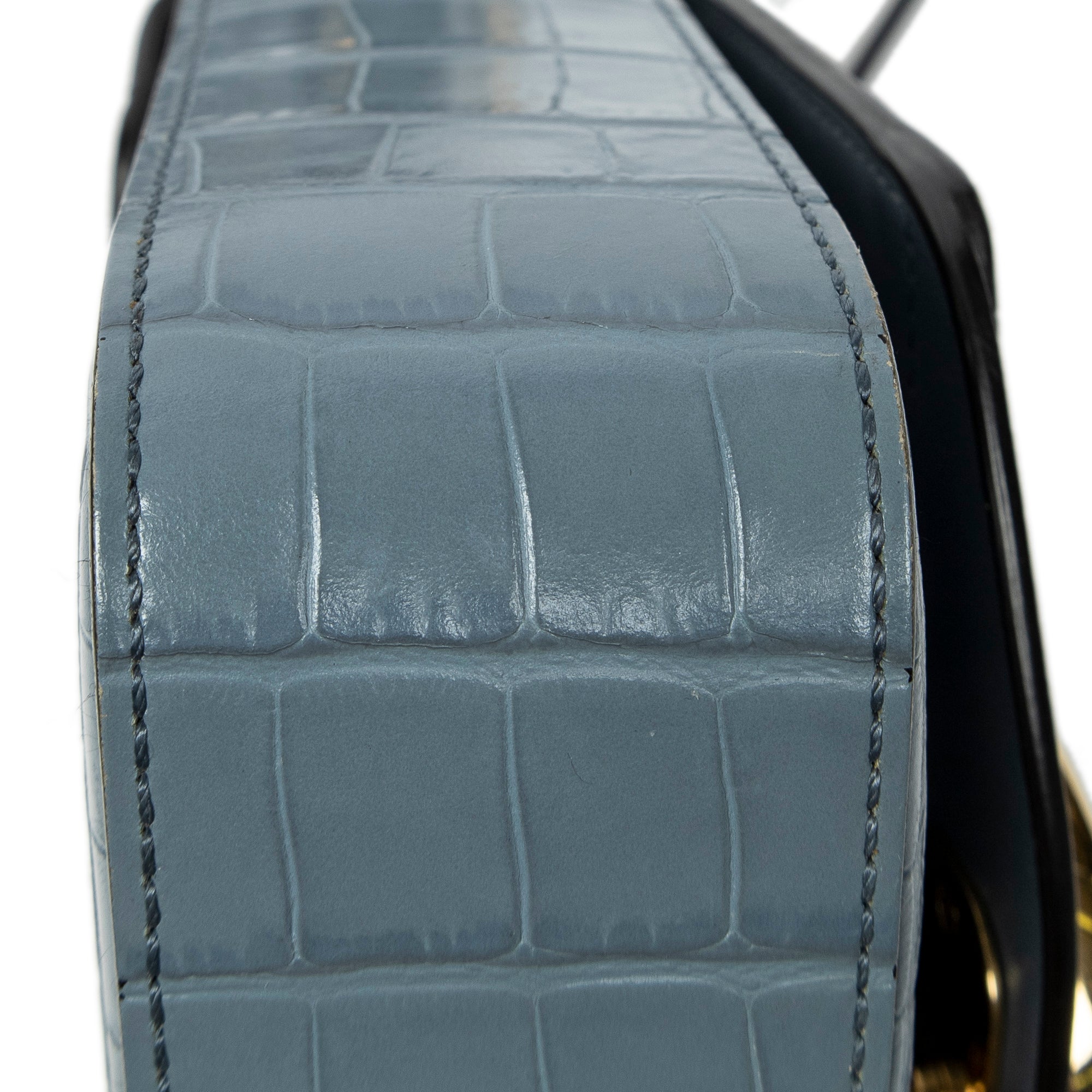 Shoulder Bag Mini C Crossbody Light Blue Croc Embossed Leather