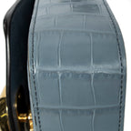 Shoulder Bag Mini C Crossbody Light Blue Croc Embossed Leather
