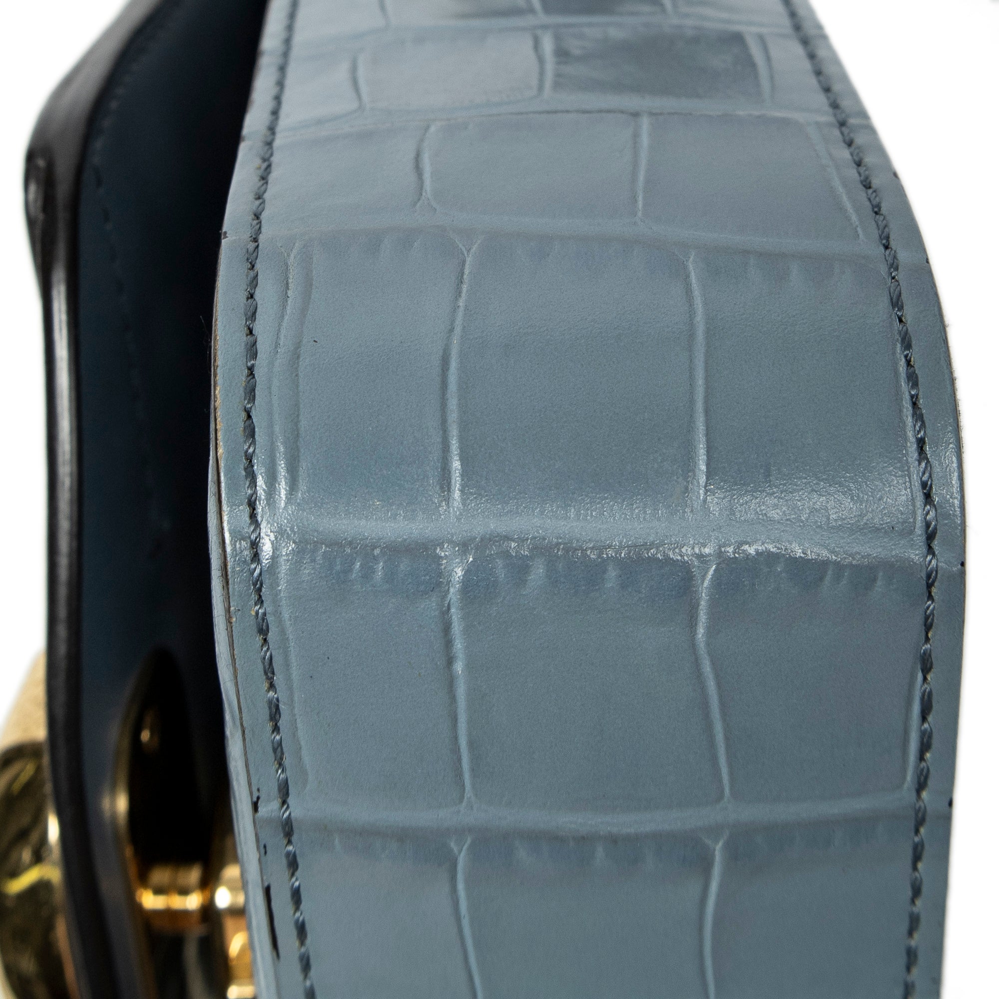 Shoulder Bag Mini C Crossbody Light Blue Croc Embossed Leather