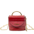Shoulder Bag Small Aby Lock Red Croc Embossed Leather