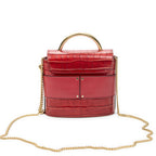 Shoulder Bag Small Aby Lock Red Croc Embossed Leather