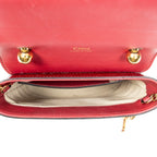 Shoulder Bag Small Aby Lock Red Croc Embossed Leather