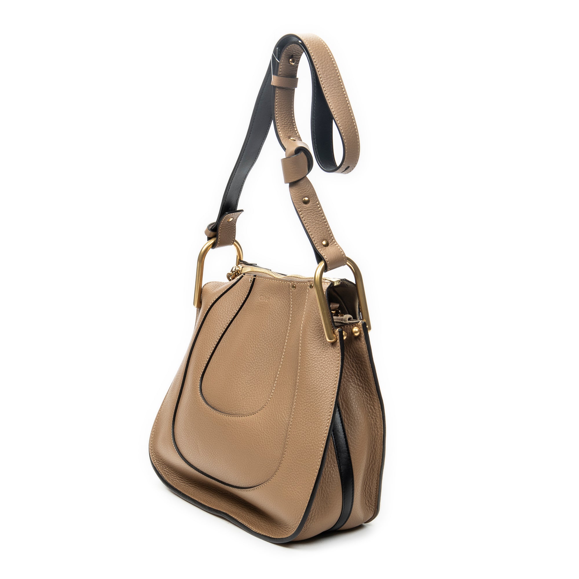 Shoulder Bag Medium Hayley Hobo Tan Grained Calfskin Leather