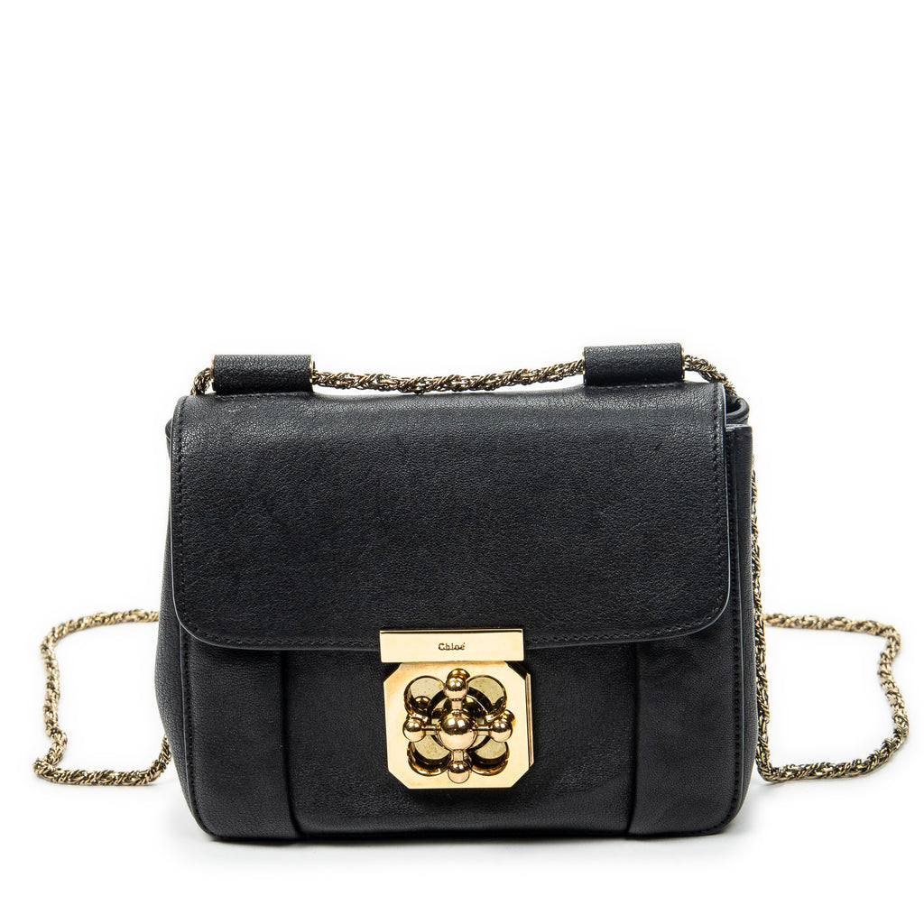 Shoulder Bag Square Elsie Chain Bag Black Goatskin Leather