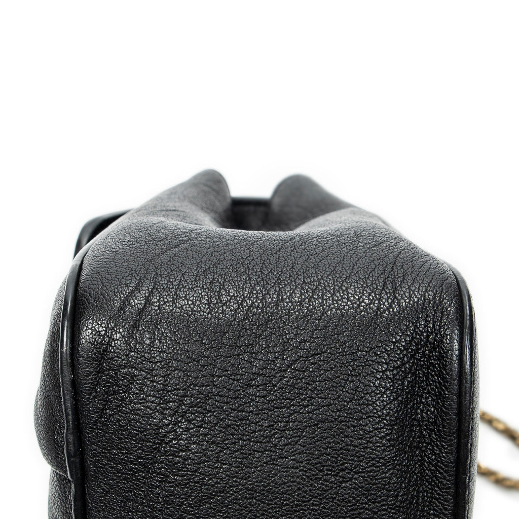 Shoulder Bag Square Elsie Chain Bag Black Goatskin Leather