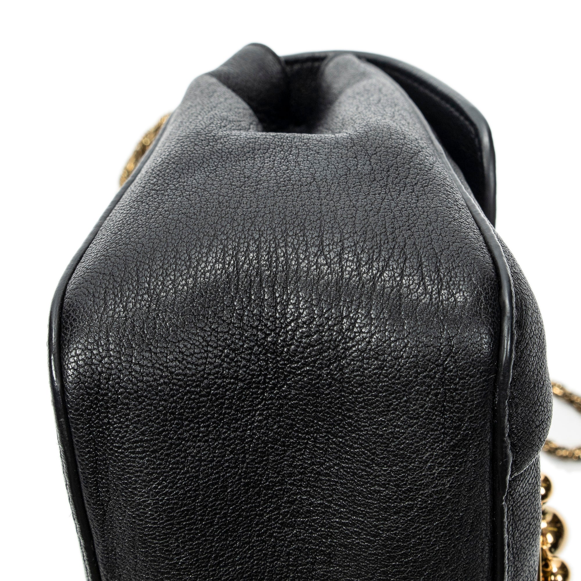 Shoulder Bag Square Elsie Chain Bag Black Goatskin Leather