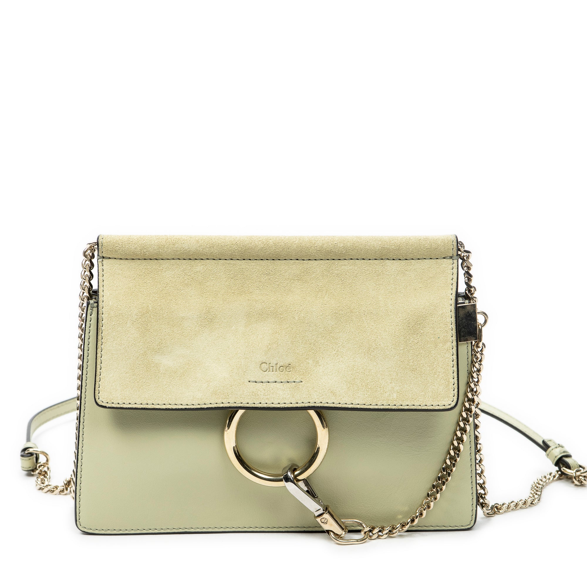 Shoulder Bag Mini Faye Chain Bag Beige Calfskin Leather