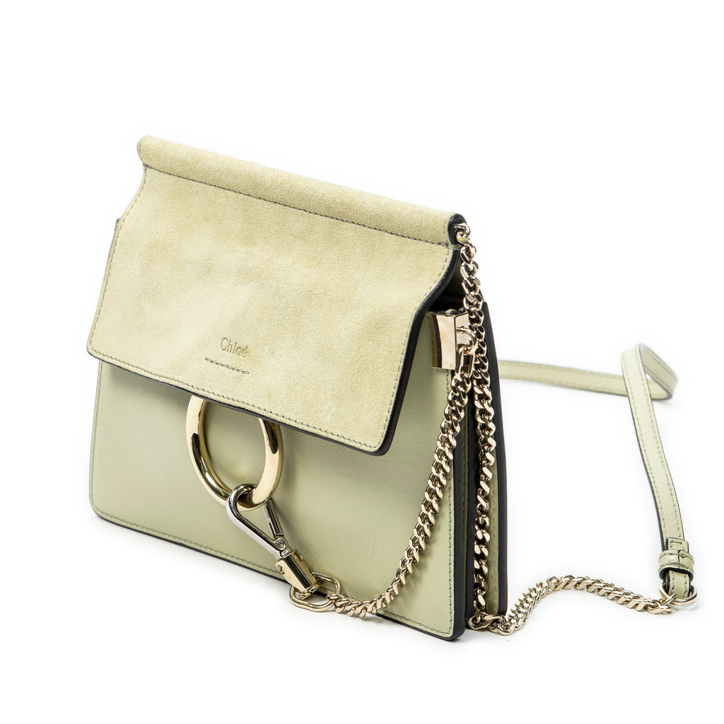 Shoulder Bag Mini Faye Chain Bag Beige Calfskin Leather