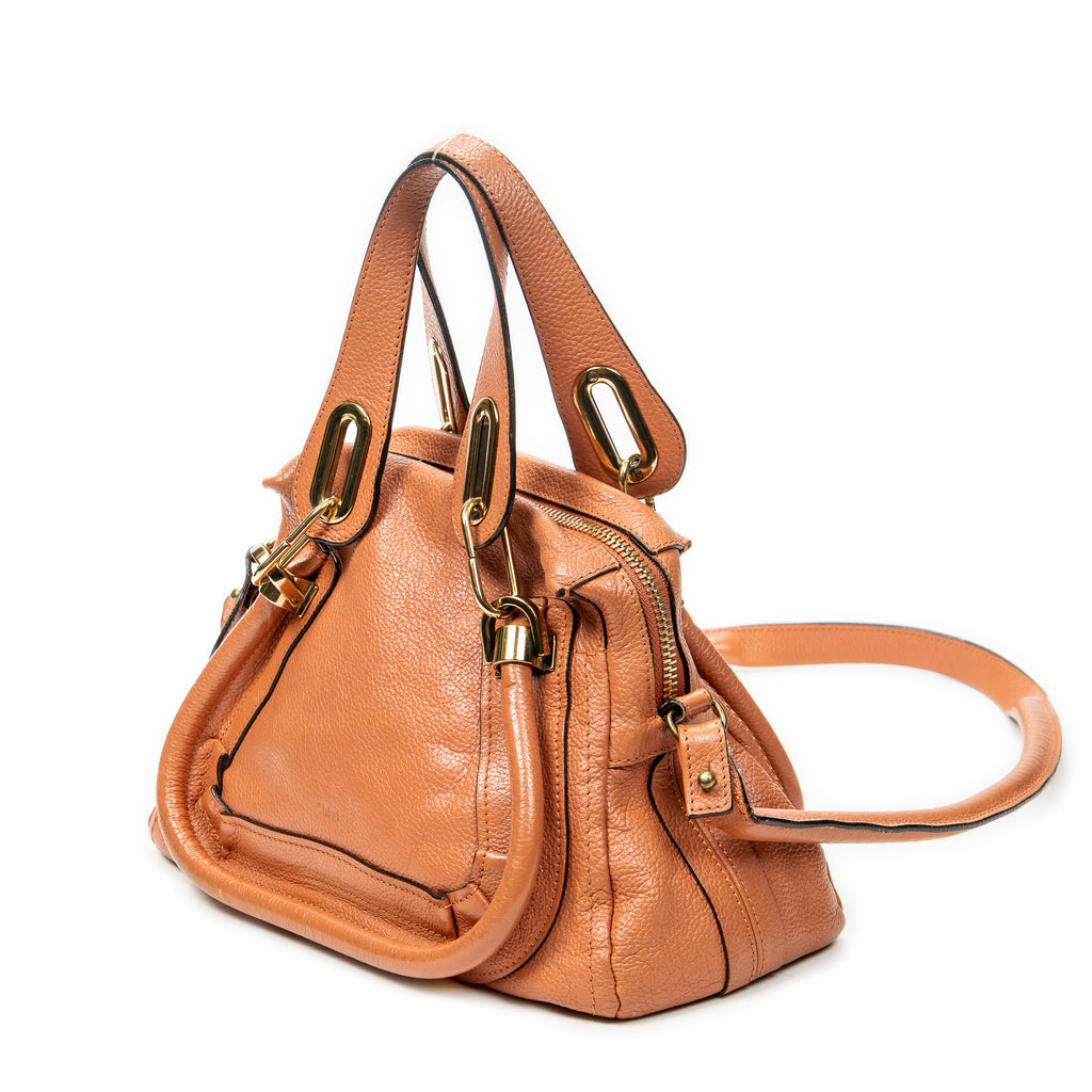 Shoulder Bag Small Paraty Orange Grained Calfskin Leather