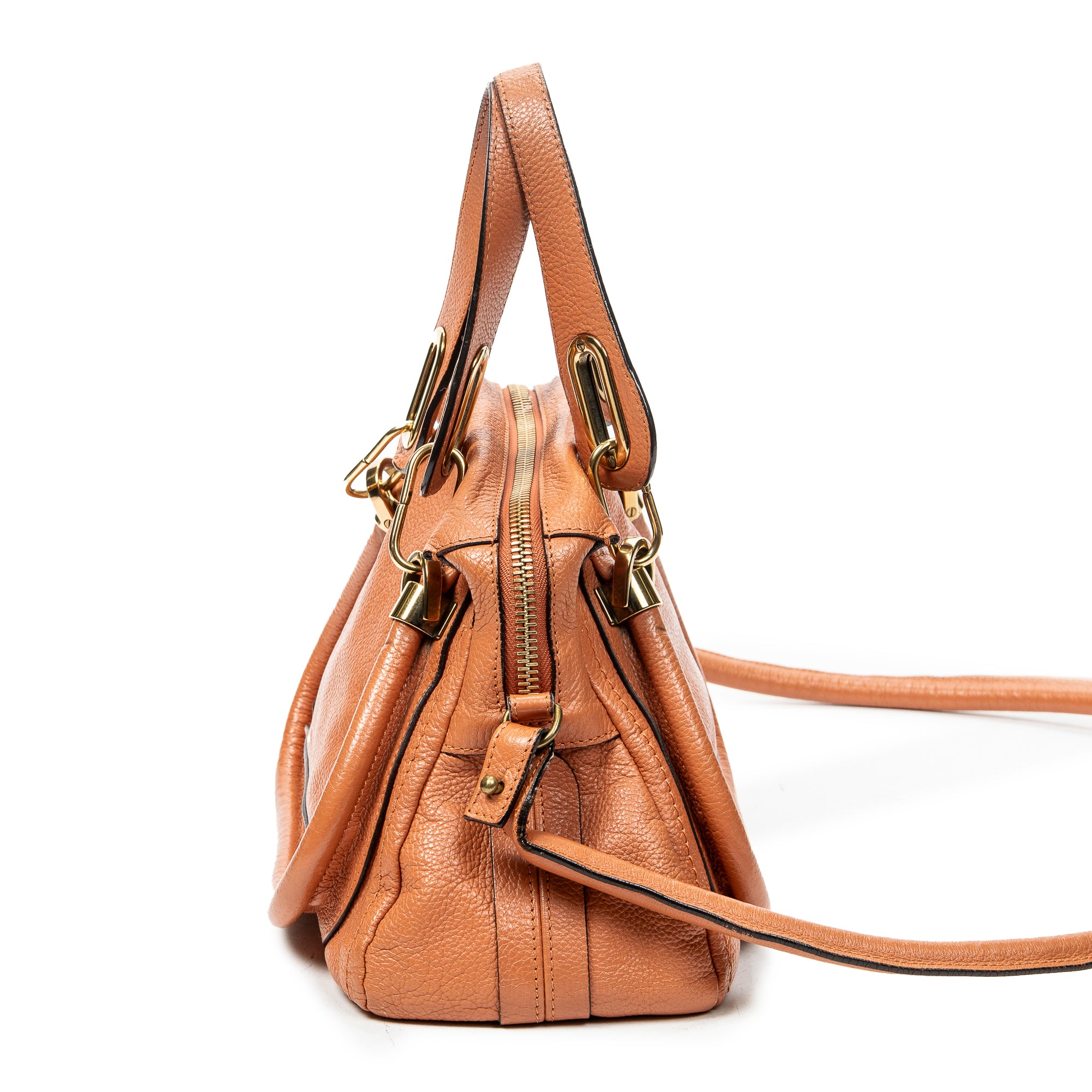 Shoulder Bag Small Paraty Orange Grained Calfskin Leather