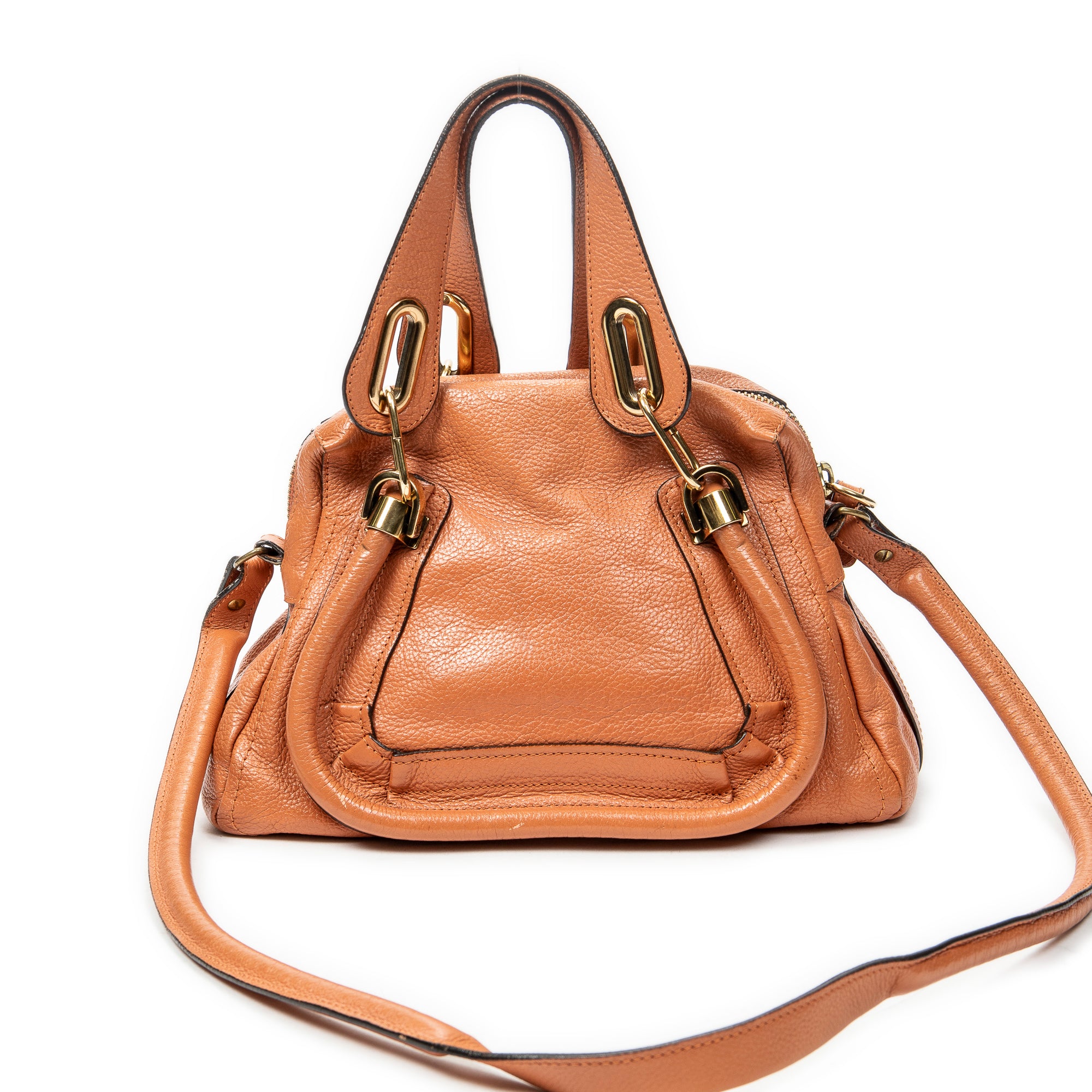 Shoulder Bag Small Paraty Orange Grained Calfskin Leather