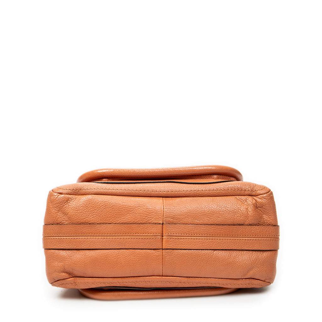 Shoulder Bag Small Paraty Orange Grained Calfskin Leather