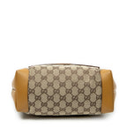 Shoulder Bag Front Pocket Zip Tote Beige Monogrammed Canvas
