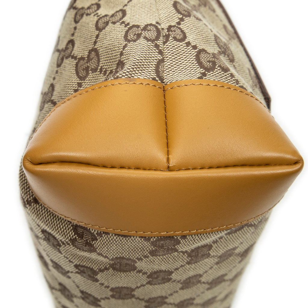 Shoulder Bag Front Pocket Zip Tote Beige Monogrammed Canvas