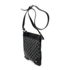 Shoulder Bag Zip Flat Crossbody Black Monogrammed Canvas