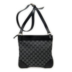 Shoulder Bag Zip Flat Crossbody Black Monogrammed Canvas