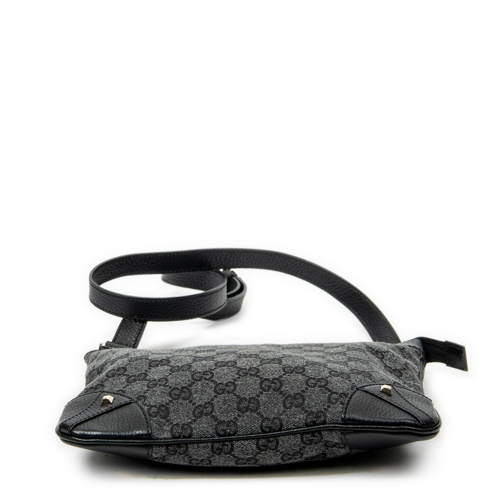 Shoulder Bag Zip Flat Crossbody Black Monogrammed Canvas