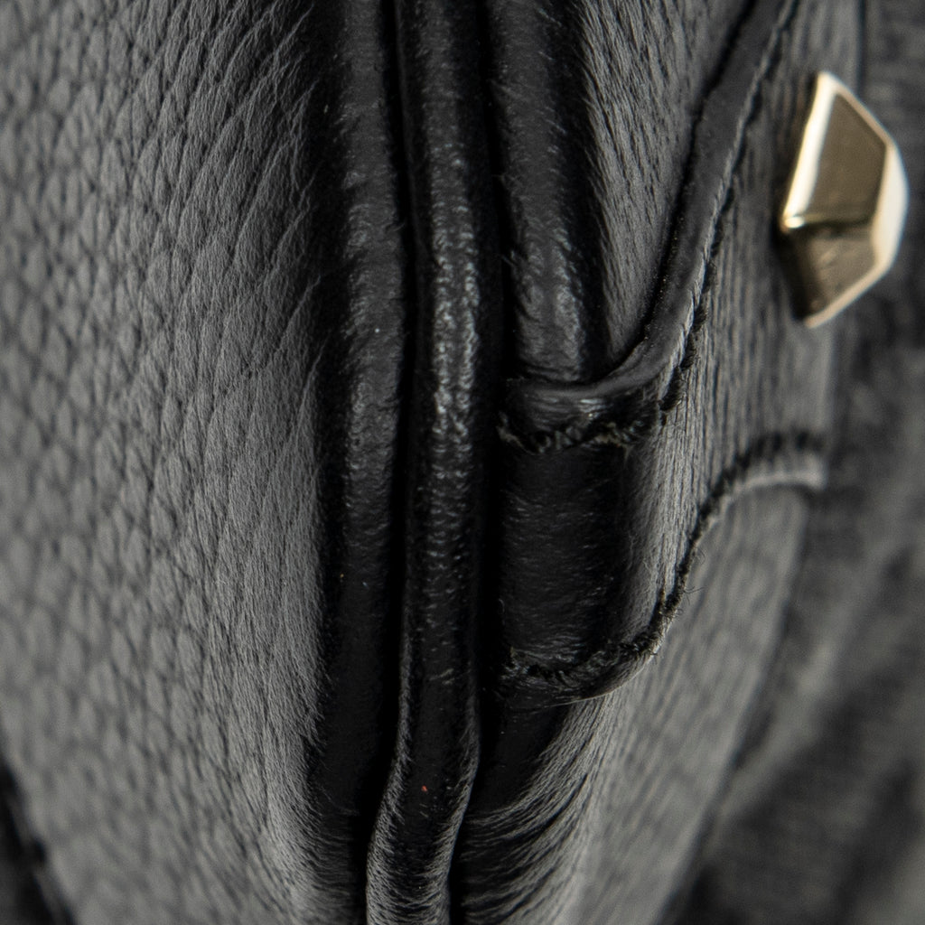 Shoulder Bag Zip Flat Crossbody Black Monogrammed Canvas