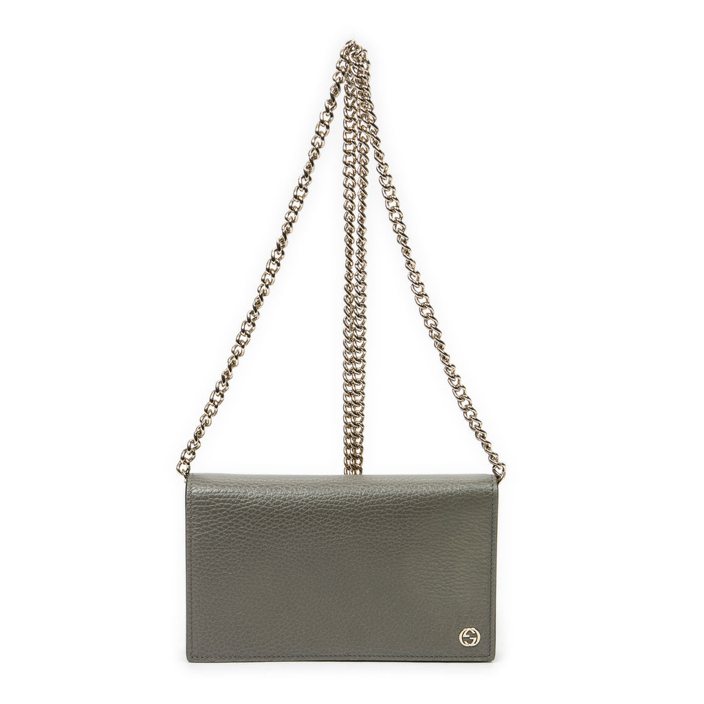 Sac Bandoulière Betty Chain Wallet Cuir de Veau Grainé Gris
