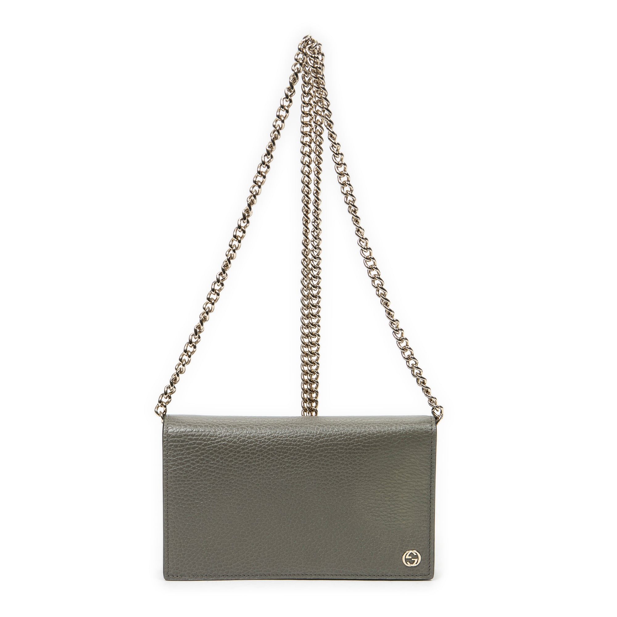 Sac Bandoulière Betty Chain Wallet Cuir de Veau Grainé Gris