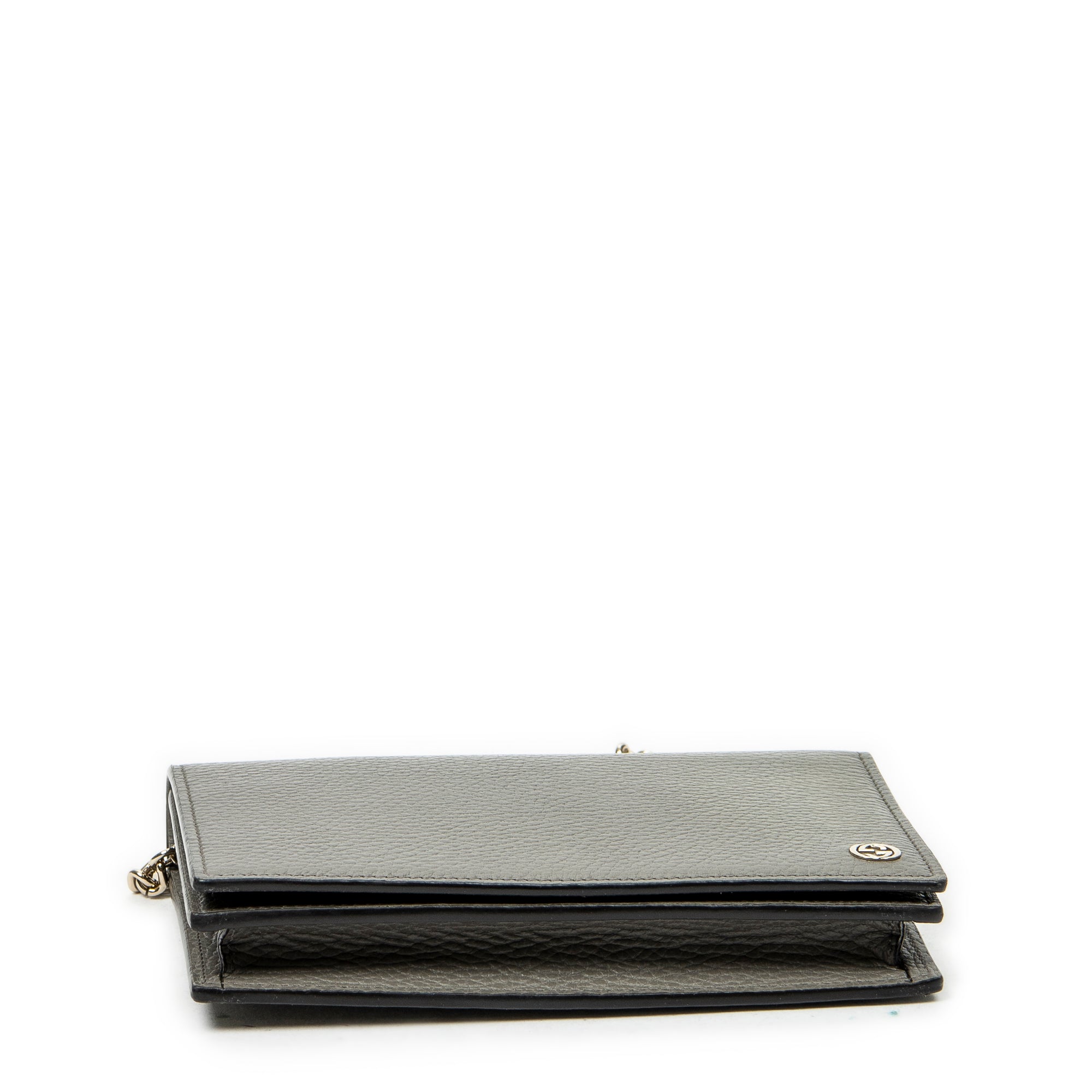 Shoulder Bag Betty Chain Wallet Grey Grained Calfskin Leather