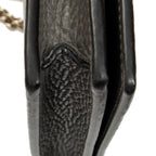 Shoulder Bag Betty Chain Wallet Grey Grained Calfskin Leather