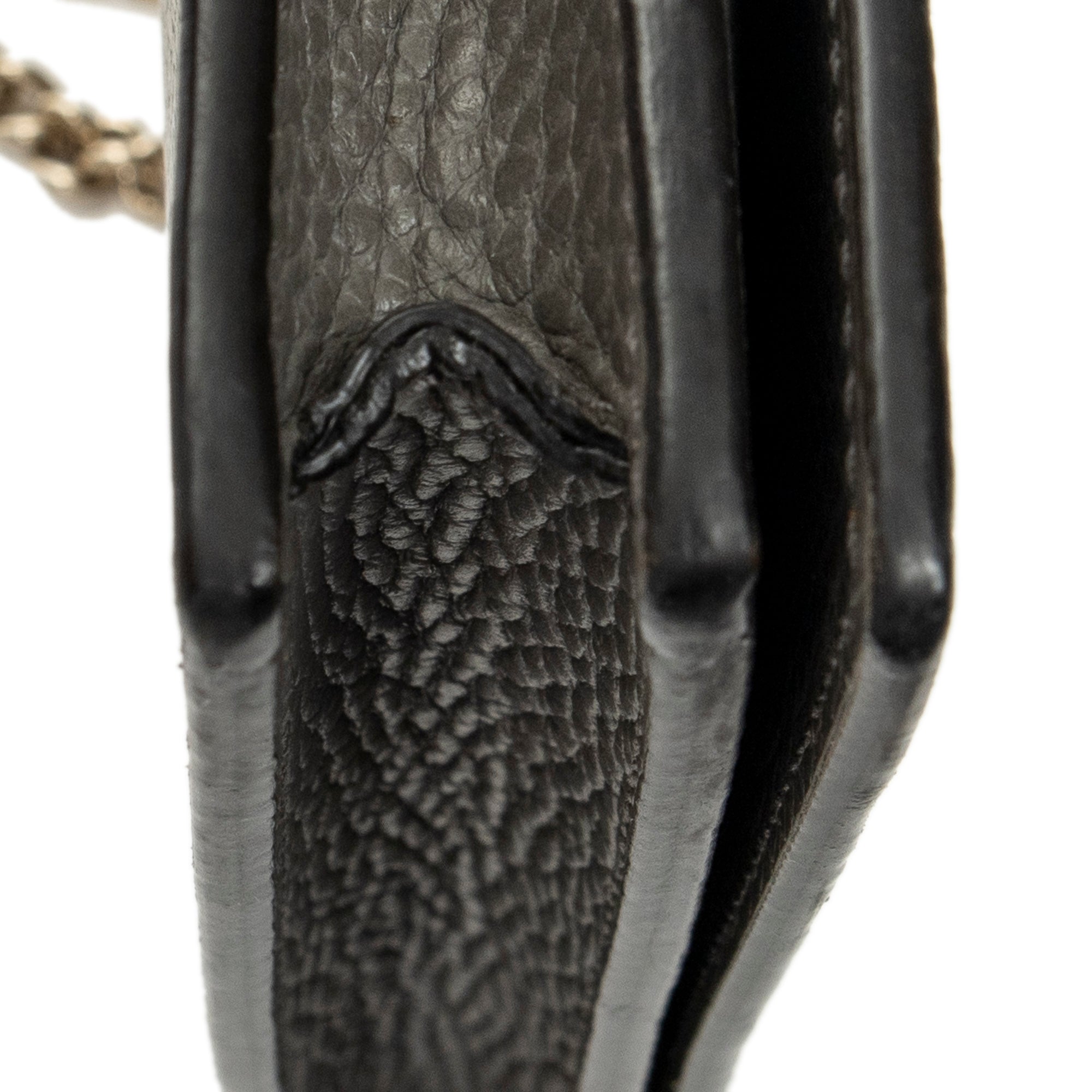 Shoulder Bag Betty Chain Wallet Grey Grained Calfskin Leather