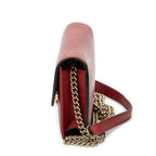 Shoulder Bag Interlocking G Chain Wallet Red Grained Calfskin Leather