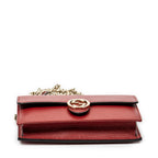 Shoulder Bag Interlocking G Chain Wallet Red Grained Calfskin Leather