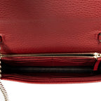 Shoulder Bag Interlocking G Chain Wallet Red Grained Calfskin Leather