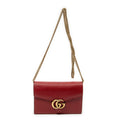Shoulder Bag GG Marmont Wallet on Chain Red Grained Calfskin Leather