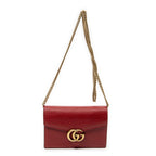 Shoulder Bag GG Marmont Wallet on Chain Red Grained Calfskin Leather
