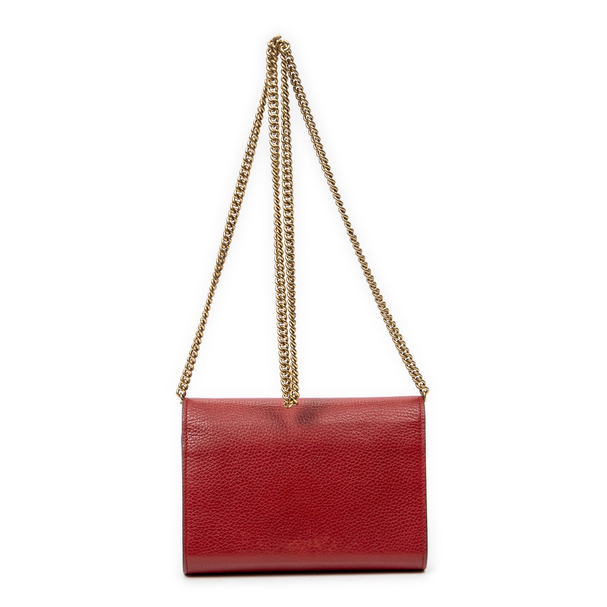 Shoulder Bag GG Marmont Wallet on Chain Red Grained Calfskin Leather
