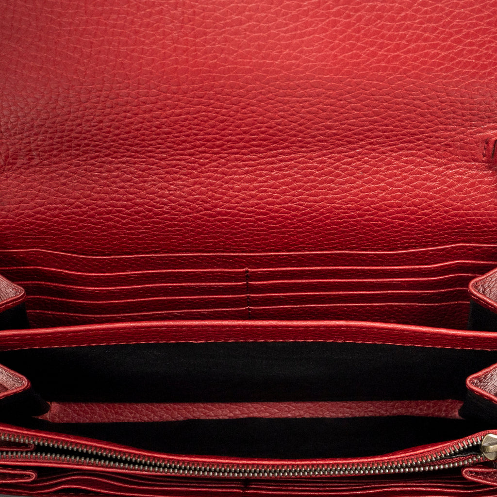 Shoulder Bag GG Marmont Wallet on Chain Red Grained Calfskin Leather