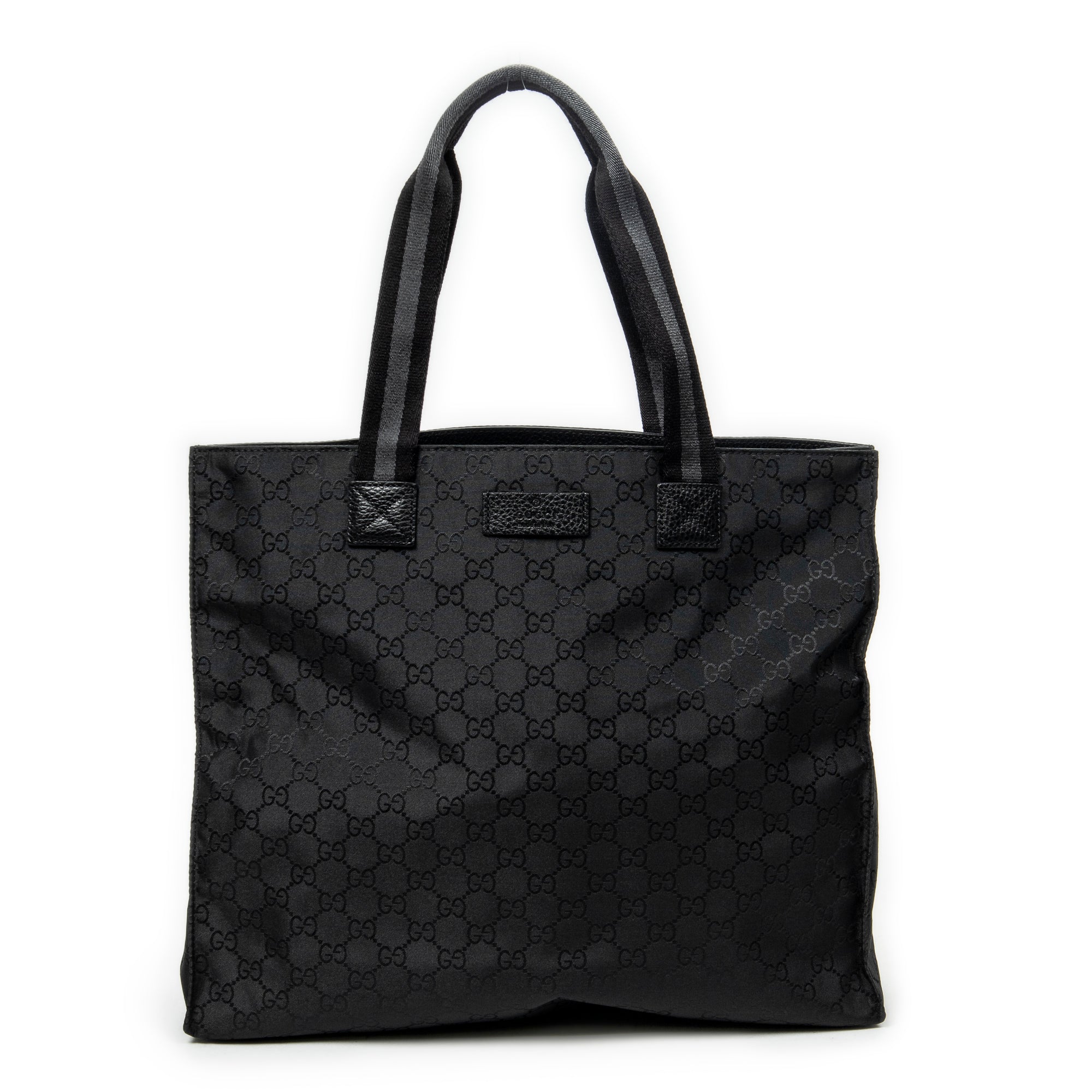 Shoulder Bag Square Web Shopper Black Monogrammed Nylon Canvas